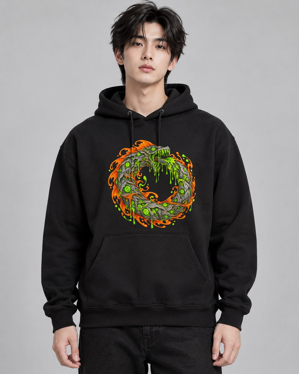Serpent Ouroboros Flame - Black