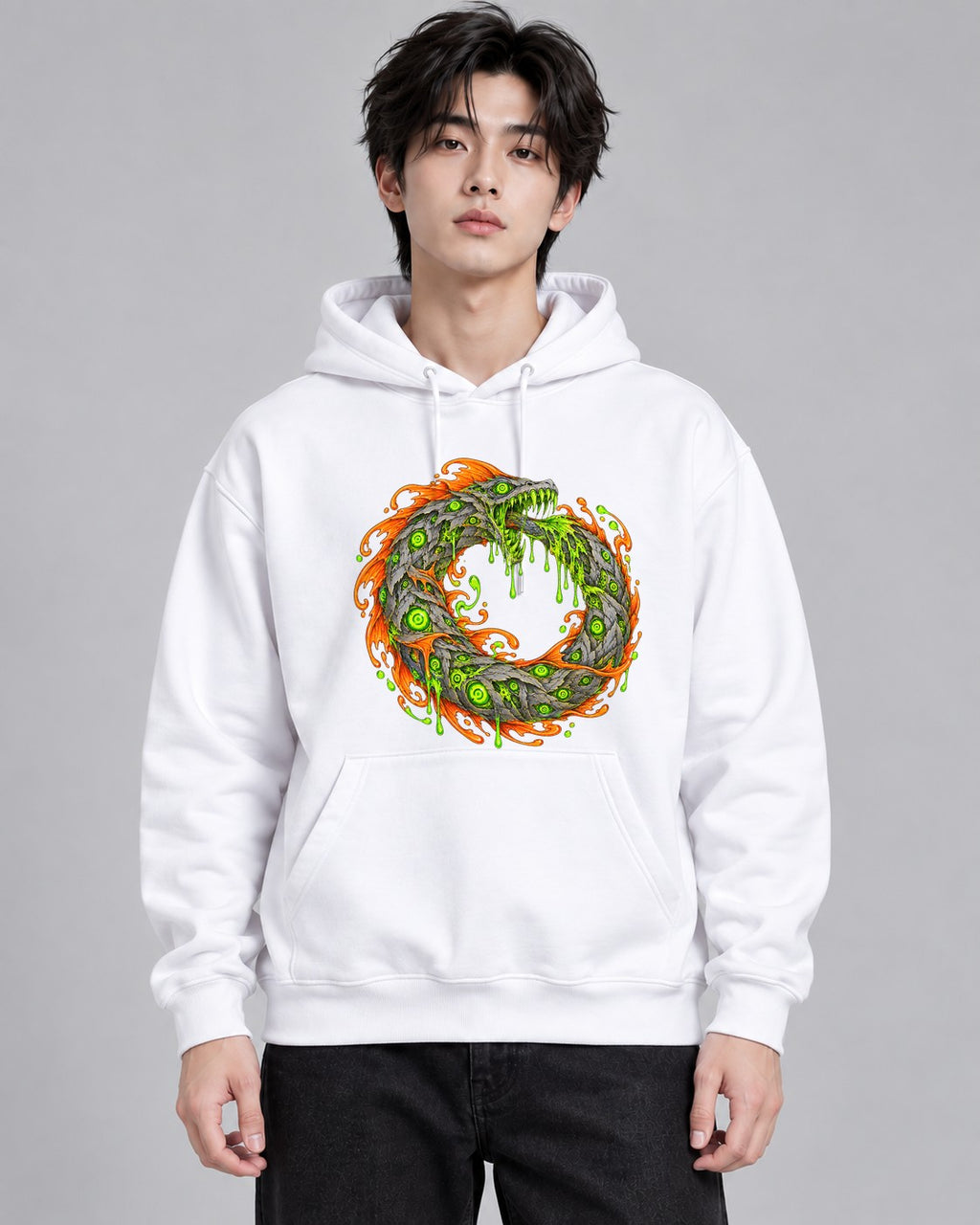 Serpent Ouroboros Flame - White