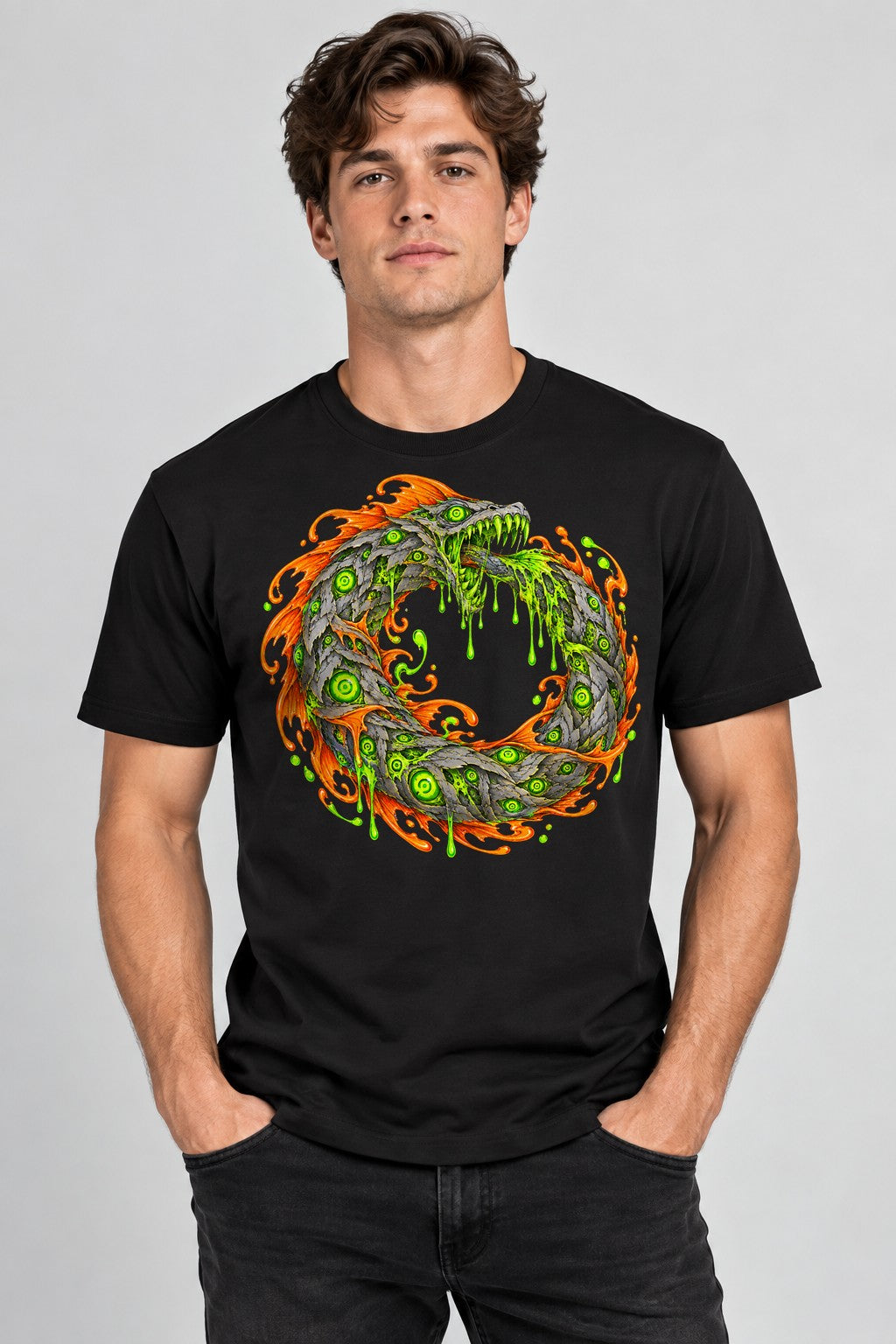 Serpent Ouroboros Flame - Black