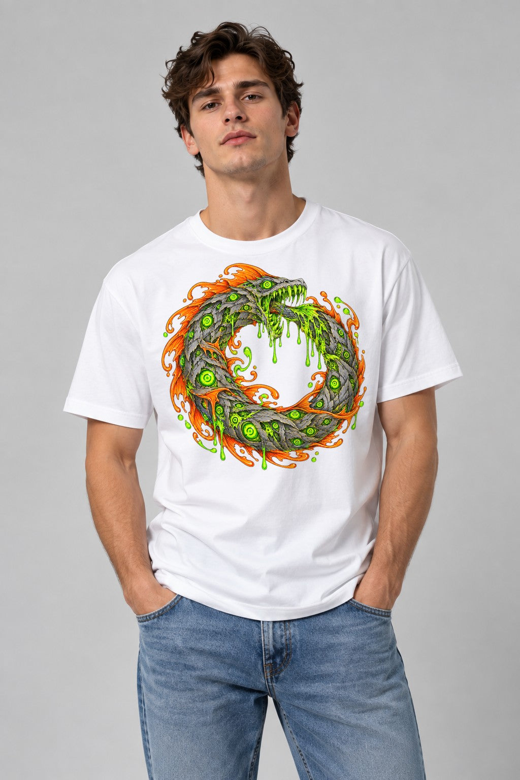 Serpent Ouroboros Flame - White