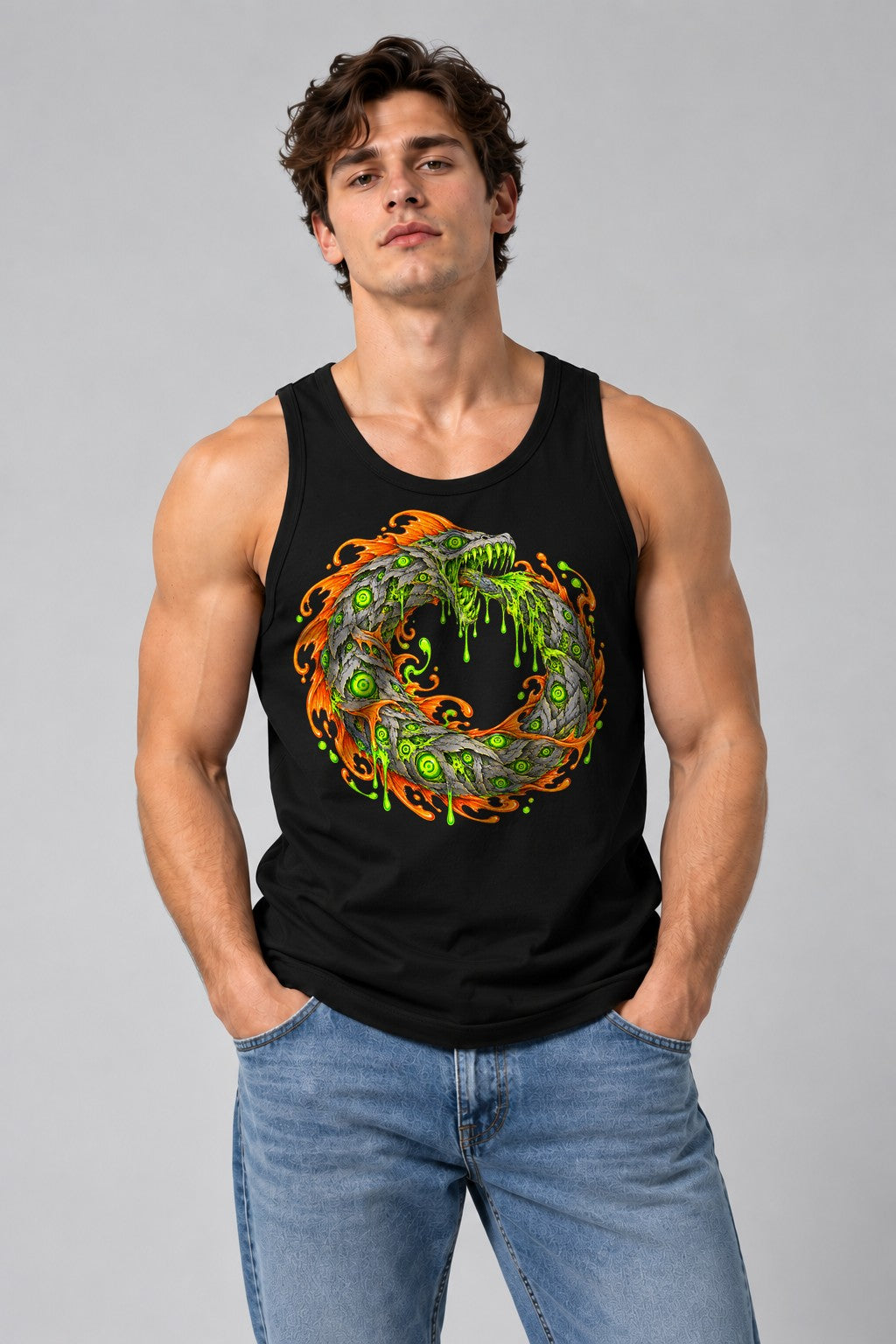 Serpent Ouroboros Flame - Black
