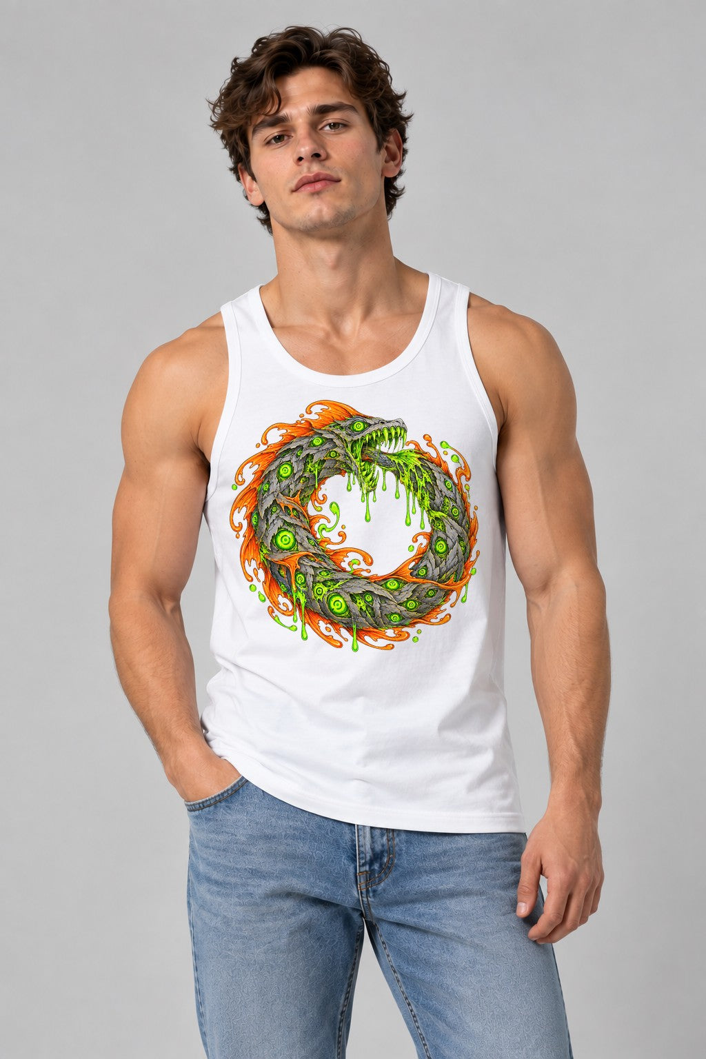 Serpent Ouroboros Flame - White