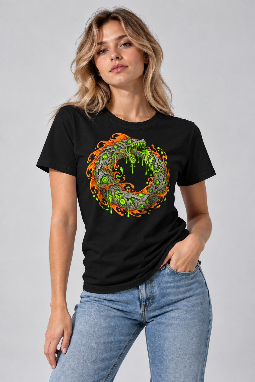 Serpent Ouroboros Flame - Black