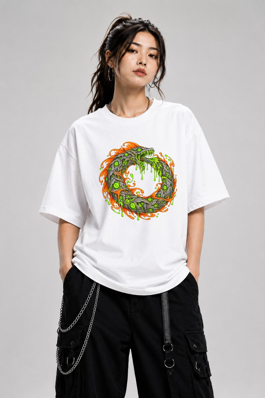 Serpent Ouroboros Flame - White