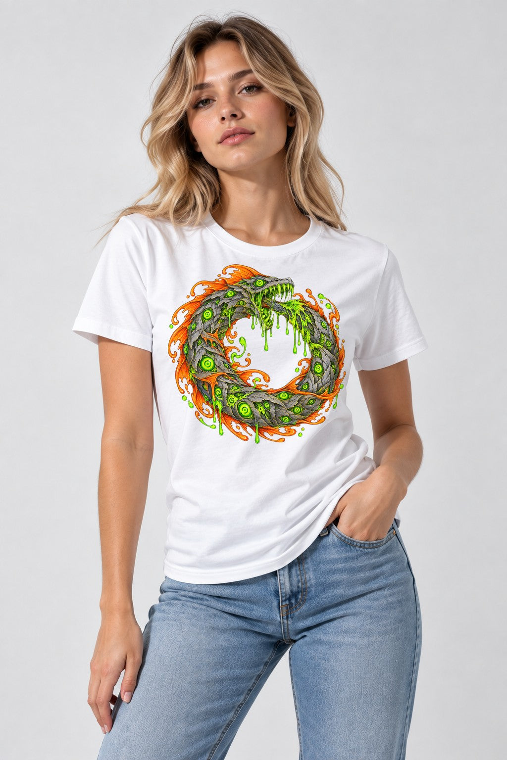 Serpent Ouroboros Flame - White