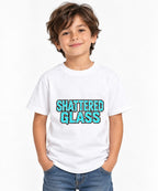Shattered Glass Typography Graphic Tee - Bold Urban Streetwear - White