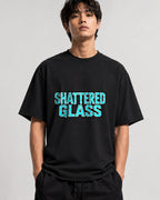 Shattered Glass Typography Graphic Tee - Bold Urban Streetwear - Black