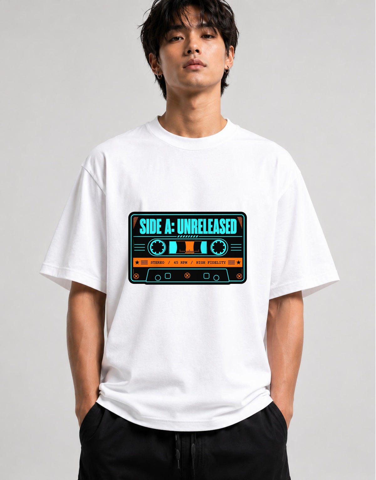 Side A Unreleased Cassette Tape T-Shirt Retro 80s Music Gift - White