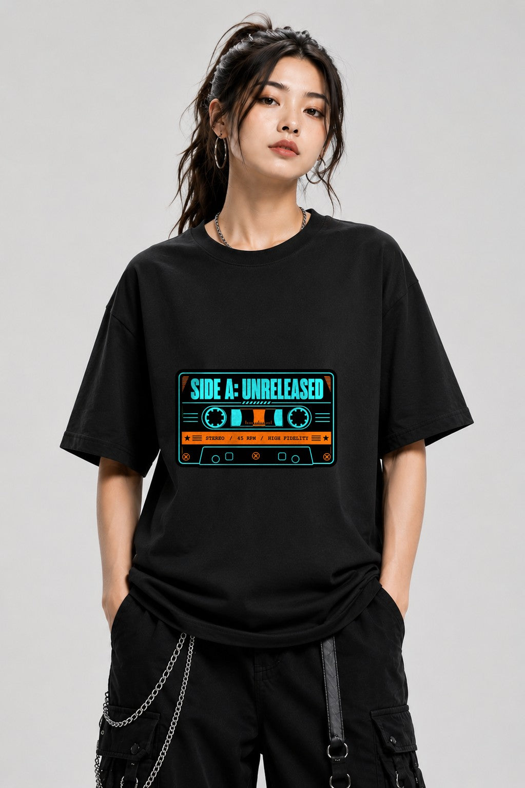 Side A Unreleased Cassette Tape T-Shirt Retro 80s Music Gift - Black
