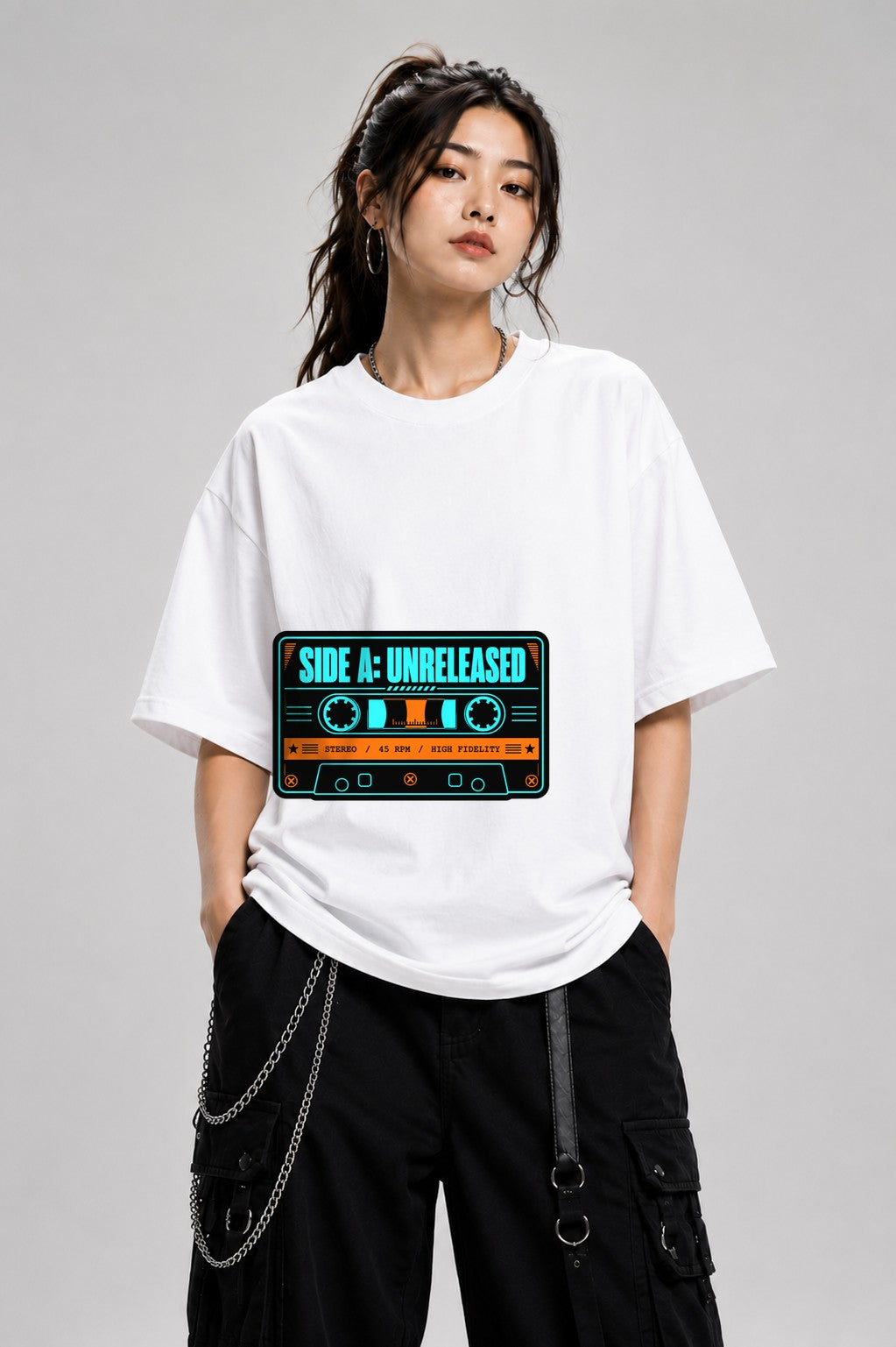 Side A Unreleased Cassette Tape T-Shirt Retro 80s Music Gift - White
