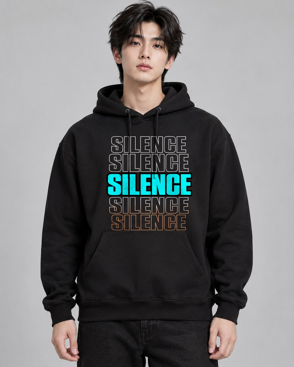 Silence Repeated Aesthetic Retro Cyb - Black