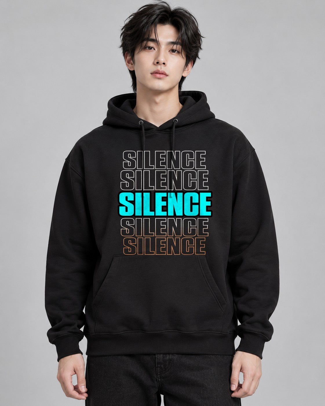 Silence Repeated Aesthetic Retro Cyb - Black