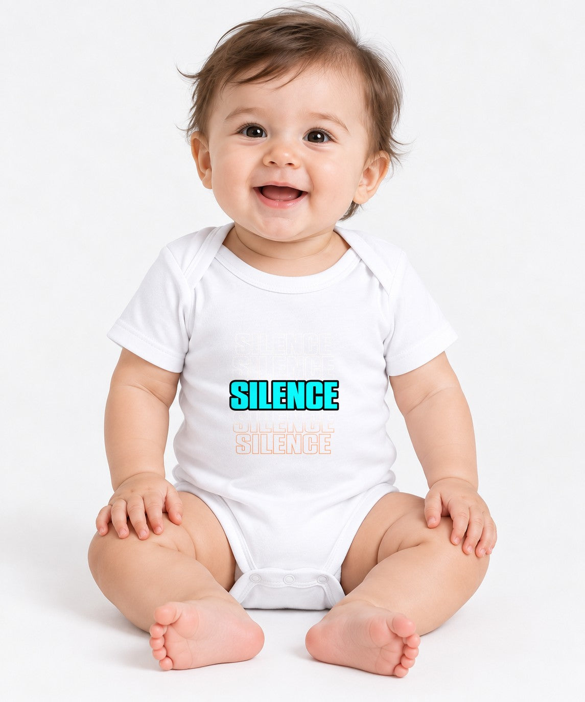 Silence Typography Graphic Tee - Bold Streetwear Statement Design - White