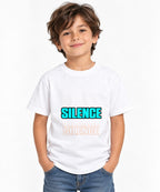 Silence Typography Graphic Tee - Bold Streetwear Statement Design - White