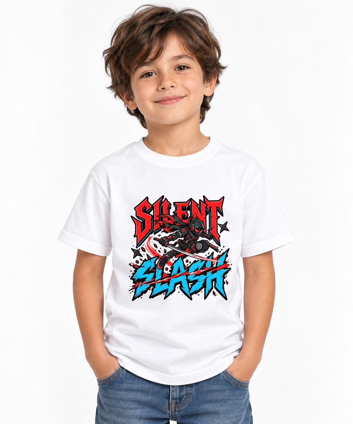Silent Assassin Ninja Warrior Shirt - Urban Graffiti Style - White