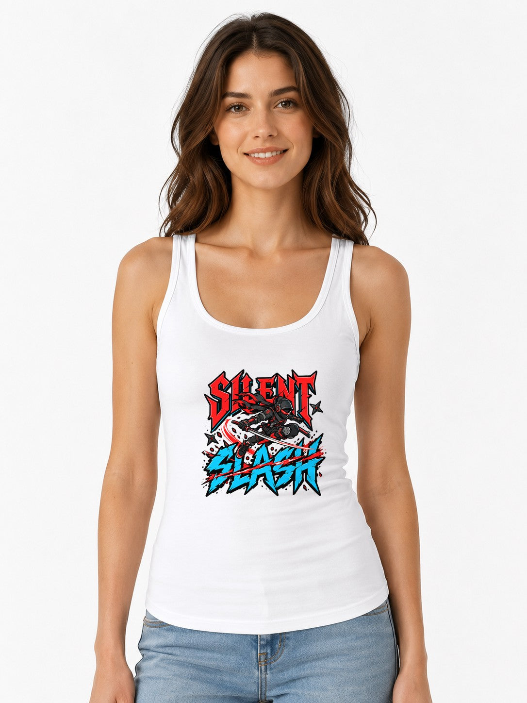 Silent Assassin Ninja Warrior Shirt - Urban Graffiti Style - White