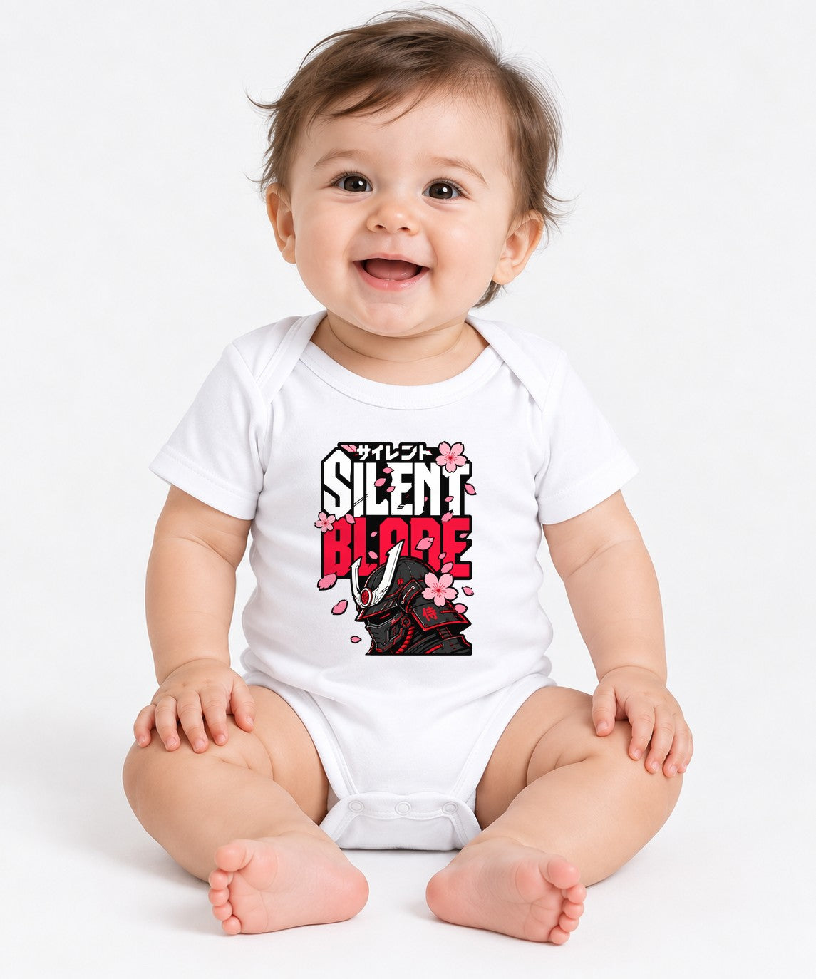 Silent Blade Samurai Helmet Graphic Tee - Japanese Warrior Art - White