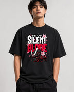 Silent Blade Samurai Helmet Graphic Tee - Japanese Warrior Art - Black