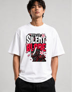 Silent Blade Samurai Helmet Graphic Tee - Japanese Warrior Art - White