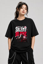 Silent Blade Samurai Helmet Graphic Tee - Japanese Warrior Art - Black