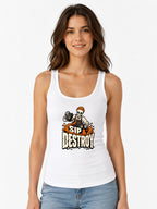 Sip & Destroy Skeleton Barista Graphic Tee - Coffee Lover Shirt - White