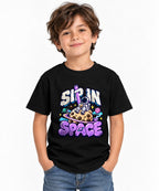 Sip In Space Astronaut Boba Tea Graphic Tee - Kawaii Street Art - Black