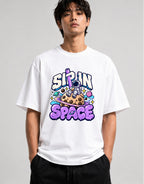 Sip In Space Astronaut Boba Tea Graphic Tee - Kawaii Street Art - White