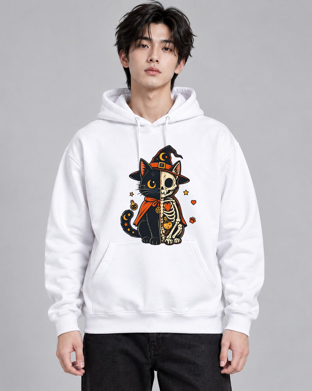 Skeletal Witch Cat - White