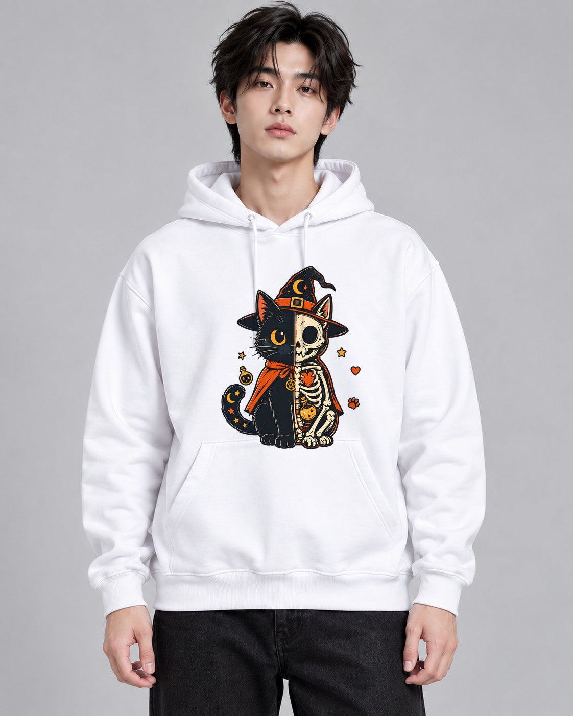 Skeletal Witch Cat - White