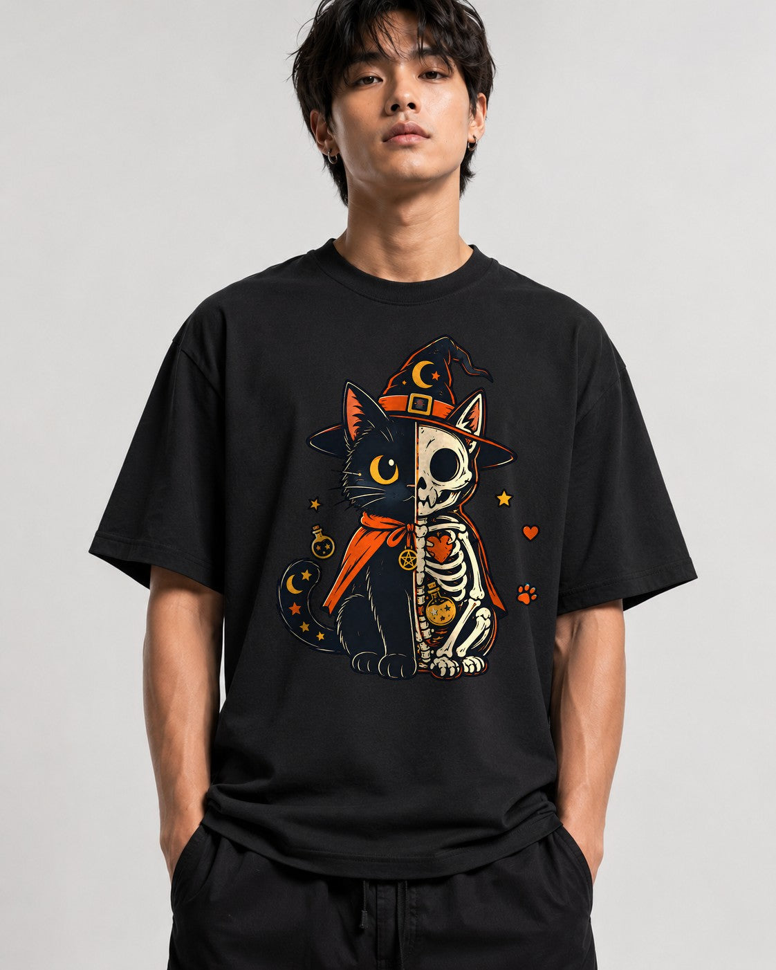 Skeletal Witch Cat - Black
