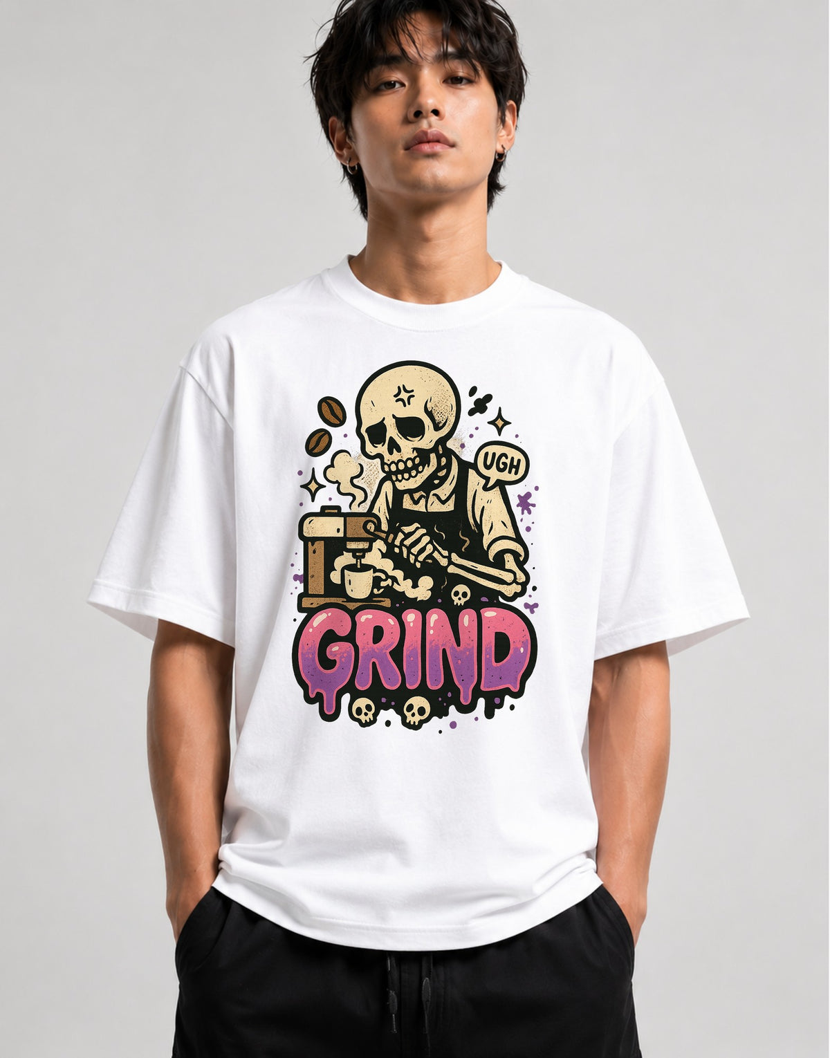 Skeleton Barista Grind - White