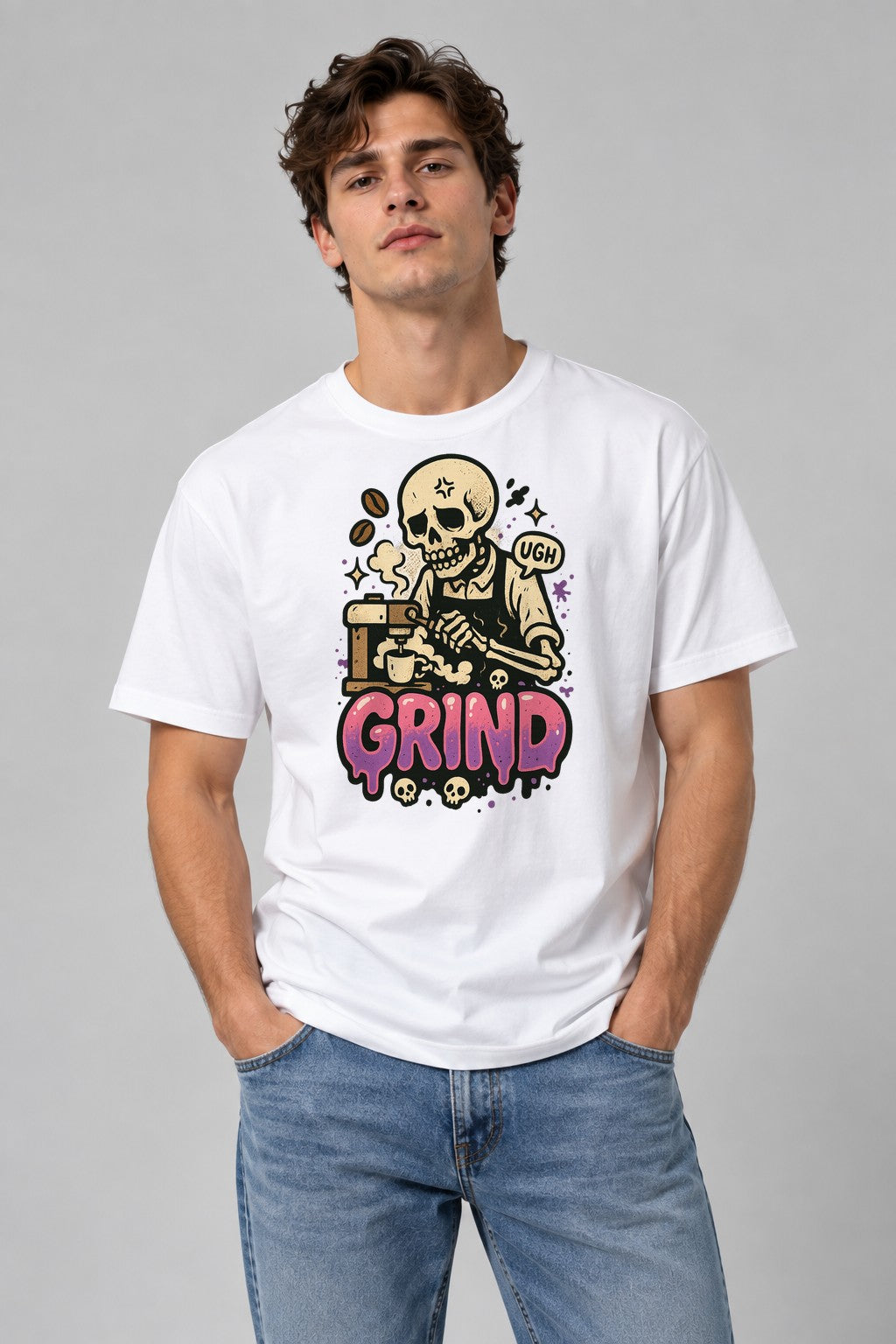 Skeleton Barista Grind - White