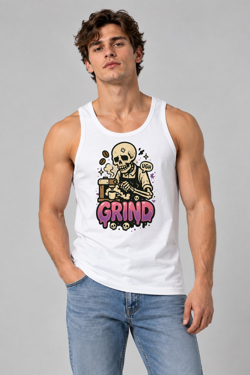 Skeleton Barista Grind - White