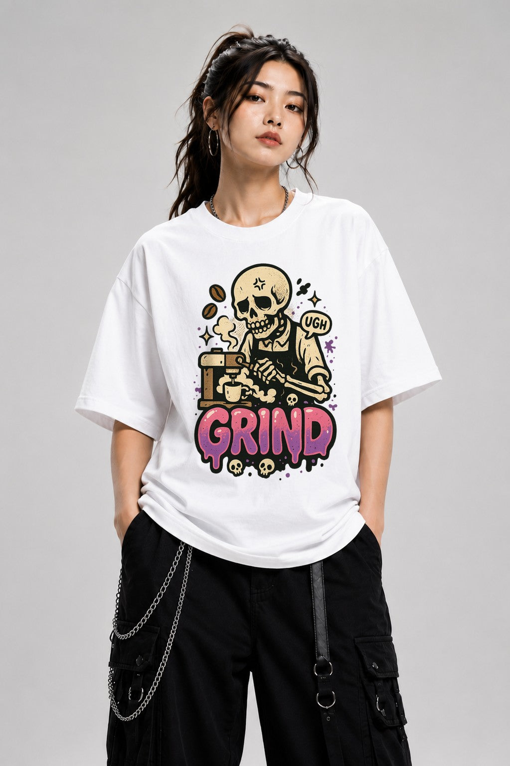 Skeleton Barista Grind - White