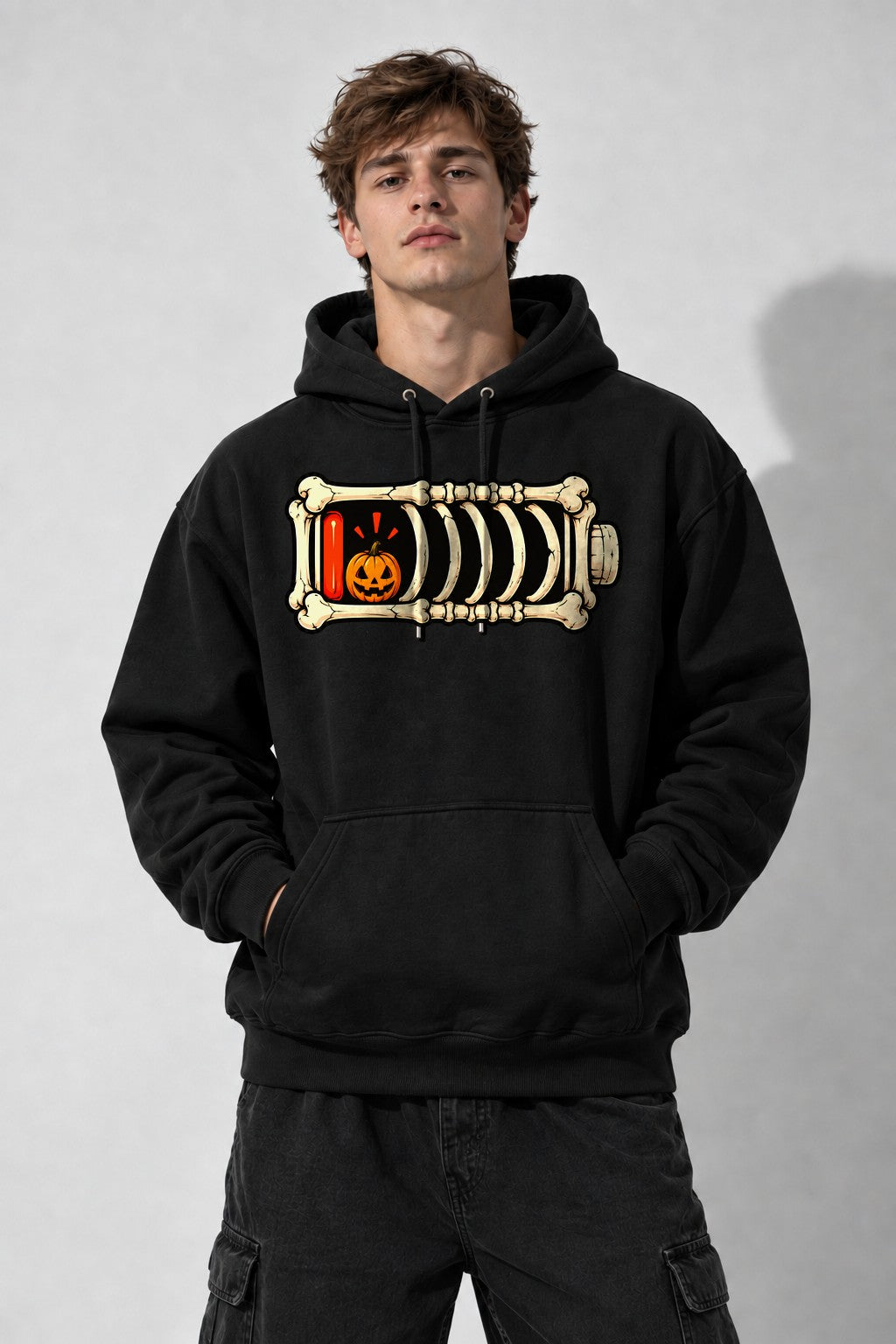 Skeleton Battery Pumpkin - Black