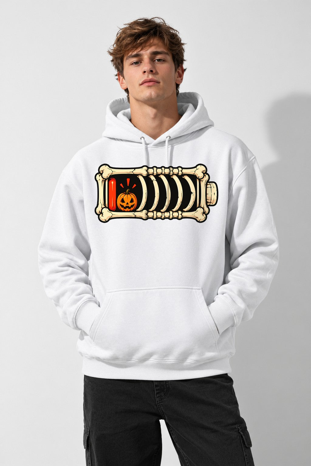 Skeleton Battery Pumpkin - White
