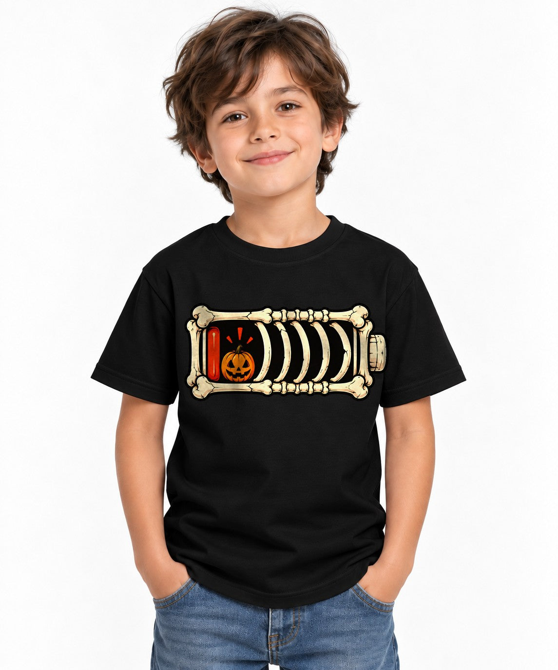 Skeleton Battery Pumpkin - Black