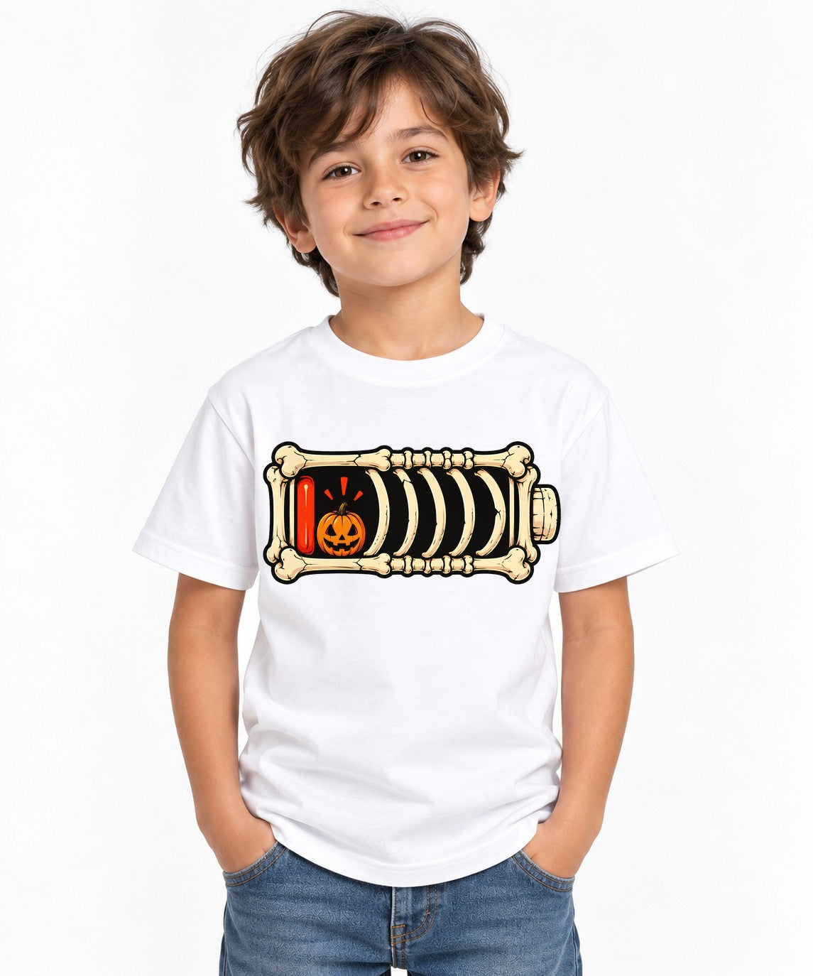 Skeleton Battery Pumpkin - White