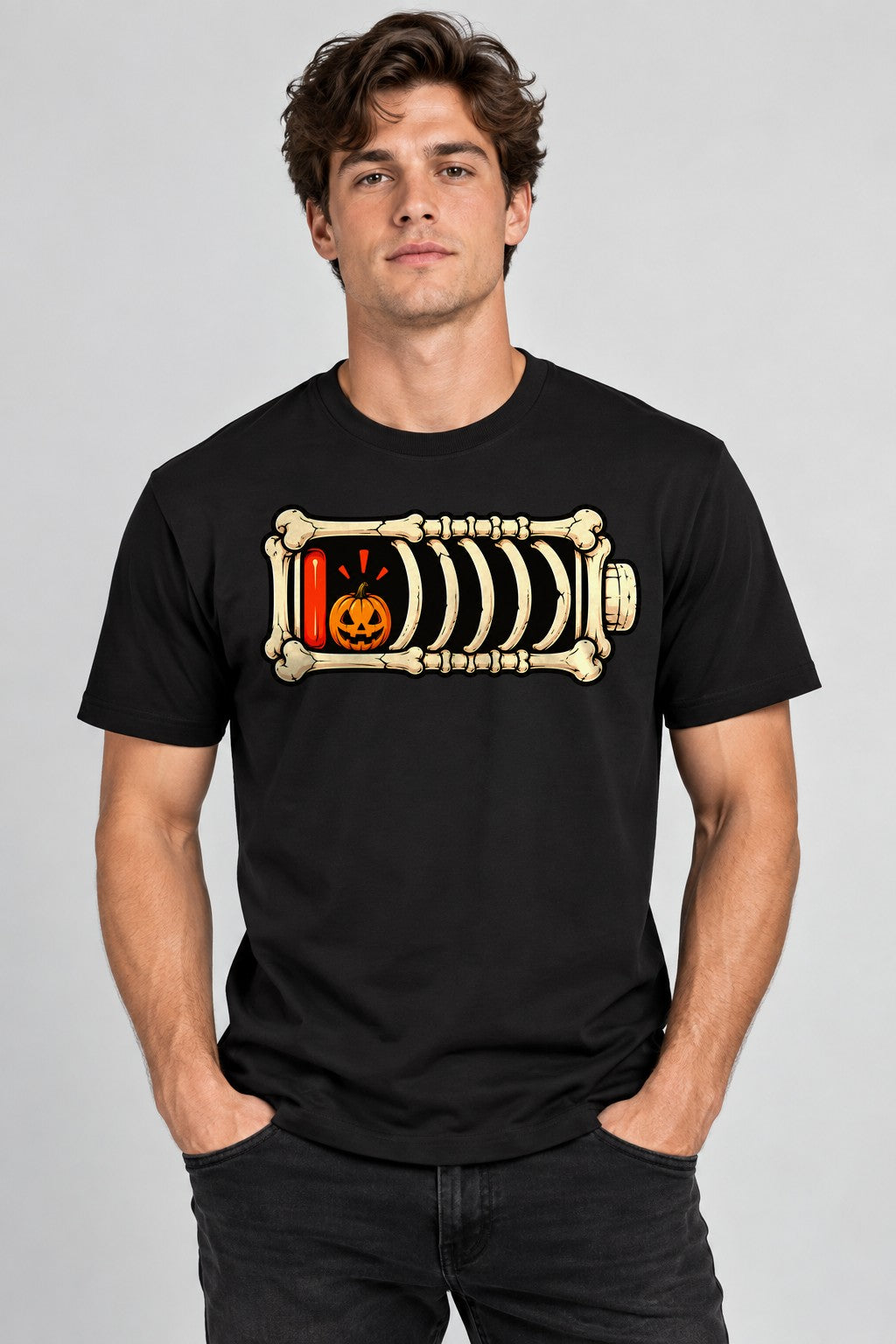 Skeleton Battery Pumpkin - Black