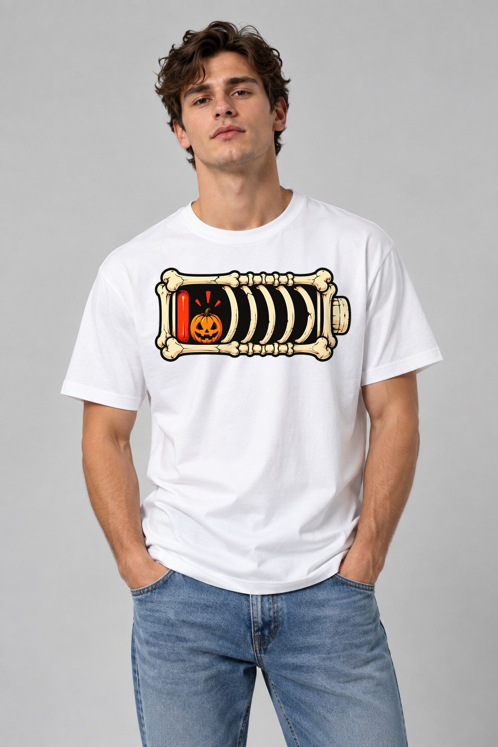 Skeleton Battery Pumpkin - White