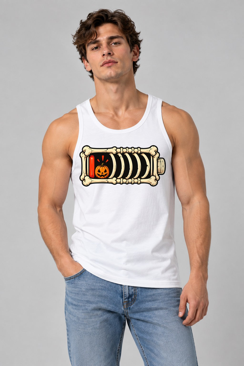 Skeleton Battery Pumpkin - White