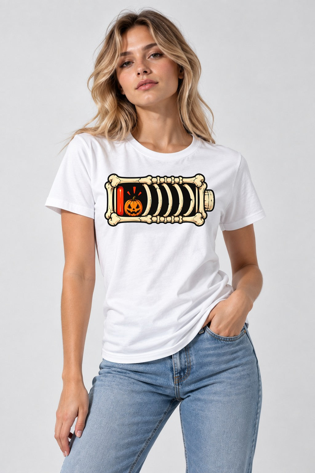 Skeleton Battery Pumpkin - White