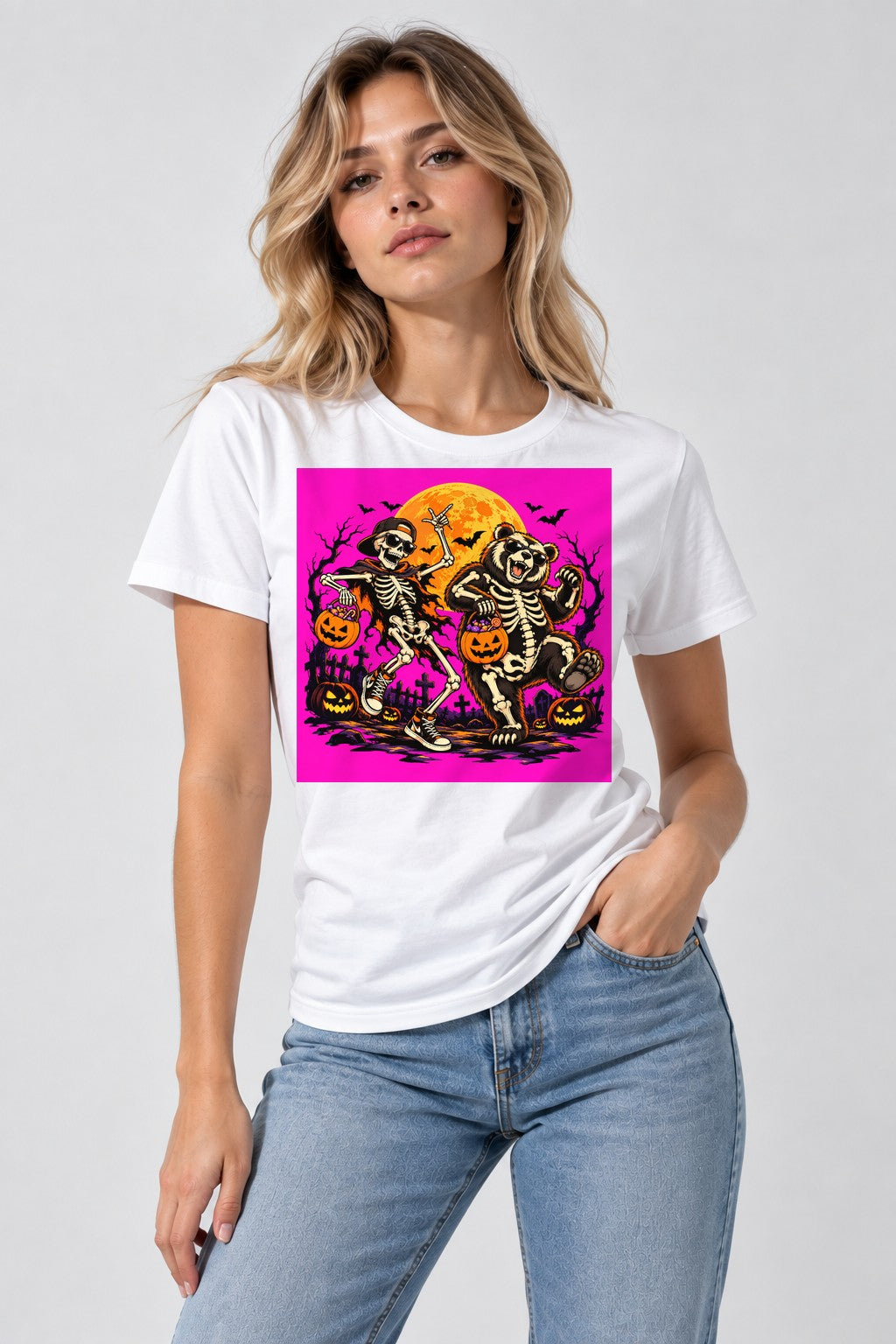 Skeleton Bear Dance - White