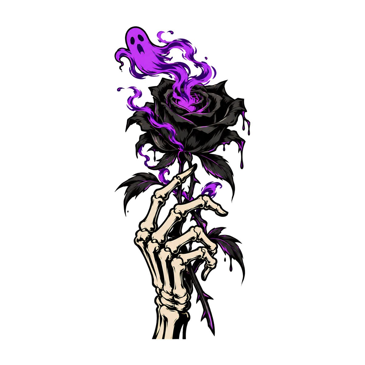 Skeleton Hand Black Rose