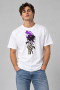 Skeleton Hand Black Rose - White