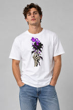 Skeleton Hand Black Rose - White