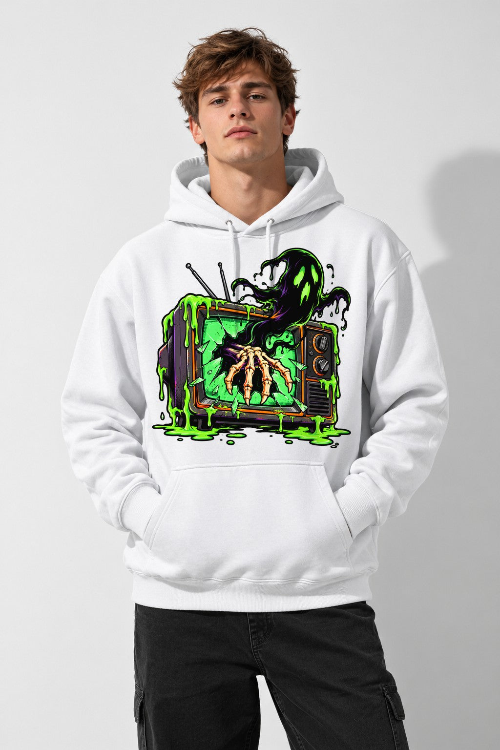 Skeleton Hand TV - White