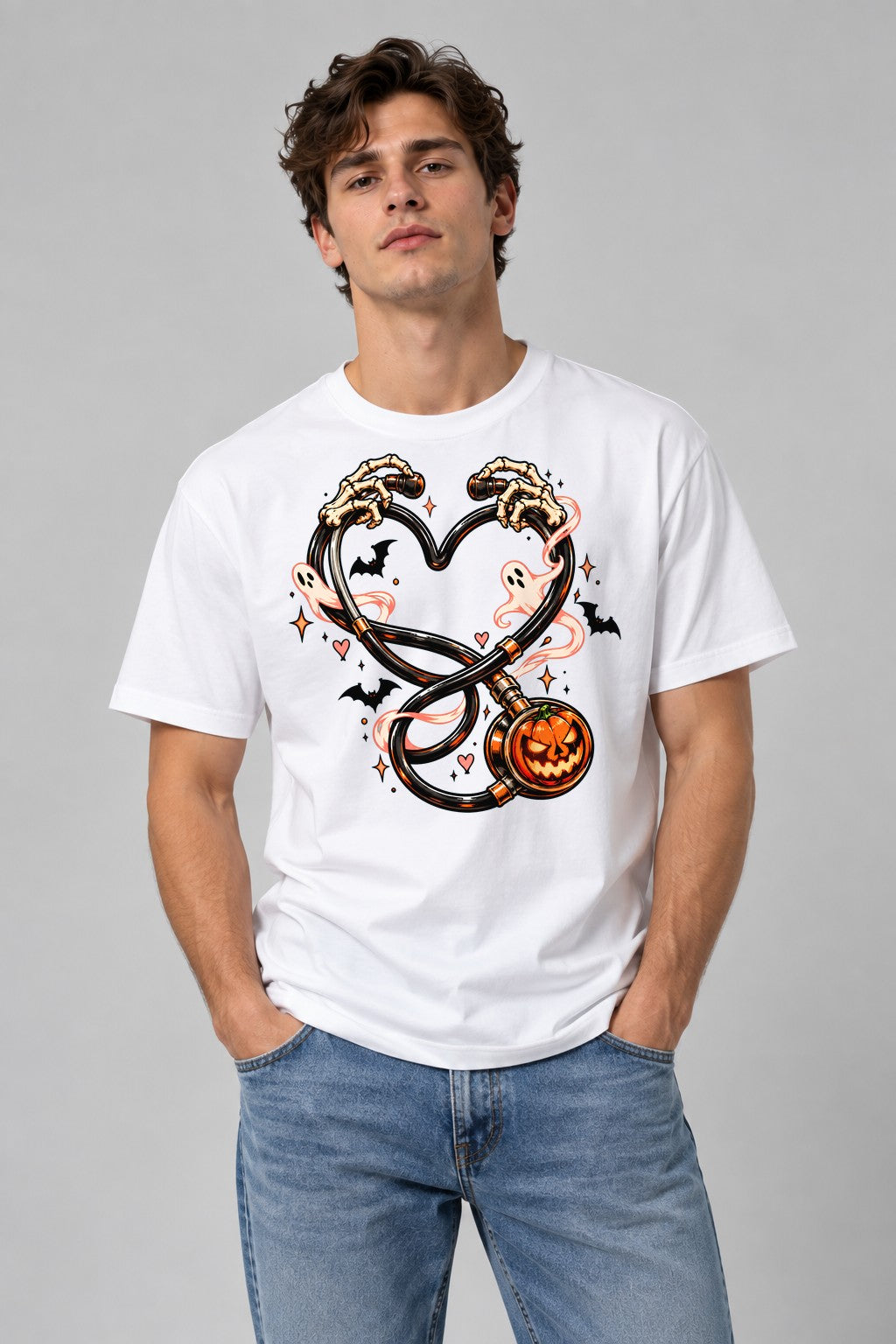 Skeleton Key Heart - White