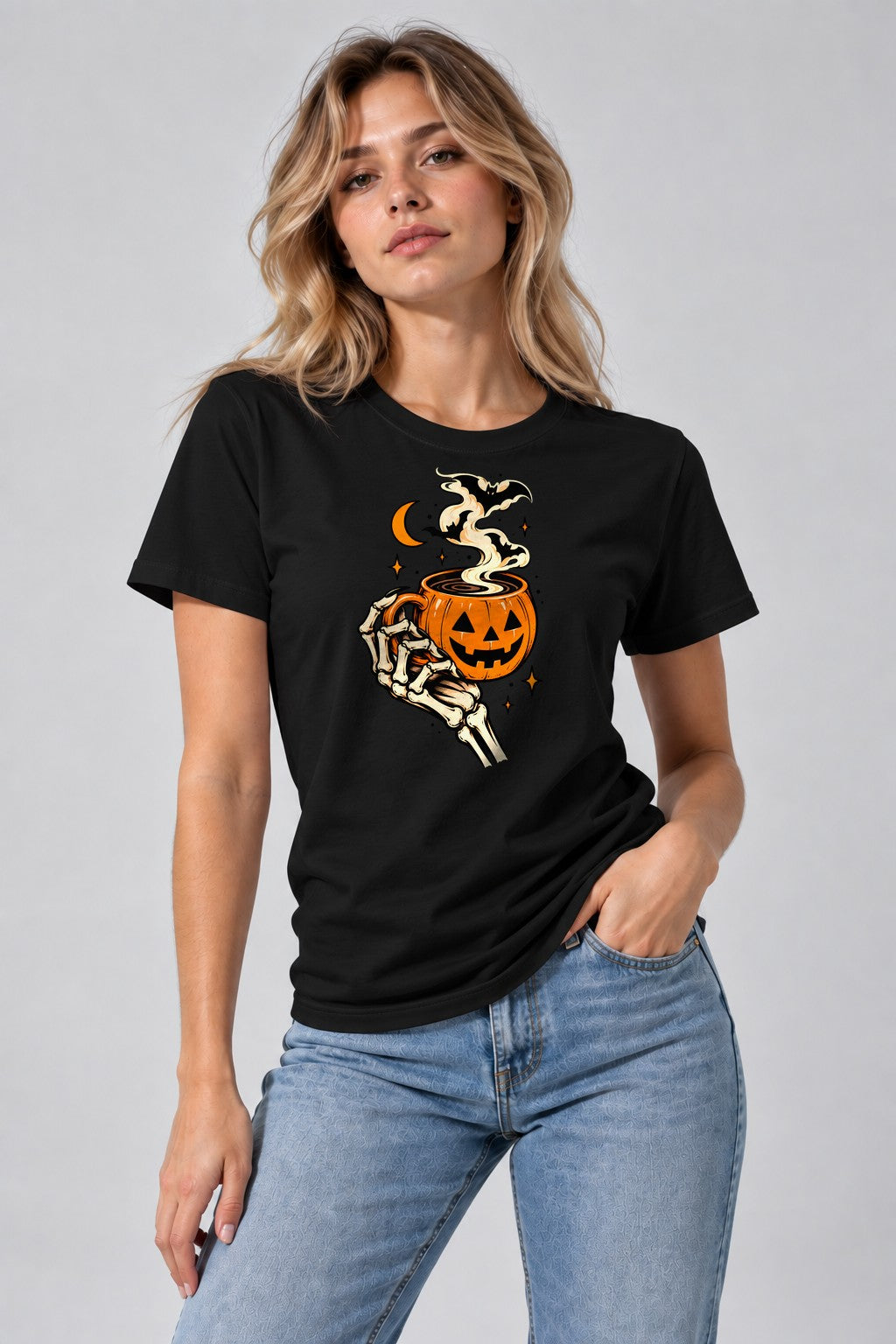 Skeleton Pumpkin Coffee - Black