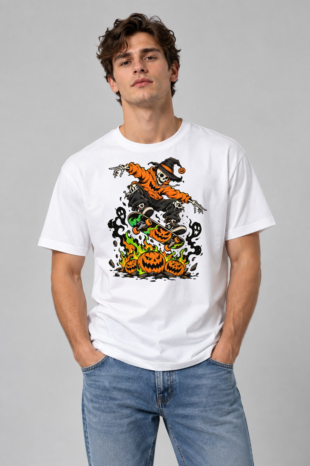 Skeleton Skater Pumpkin - White